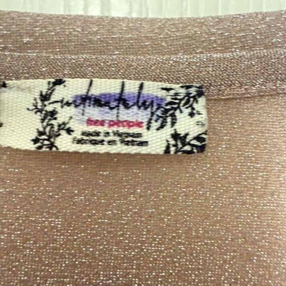 Free People Intimetly  Mesh So Well Layering Top Women S Dusty Rose Glittery - Picture 3 of 7